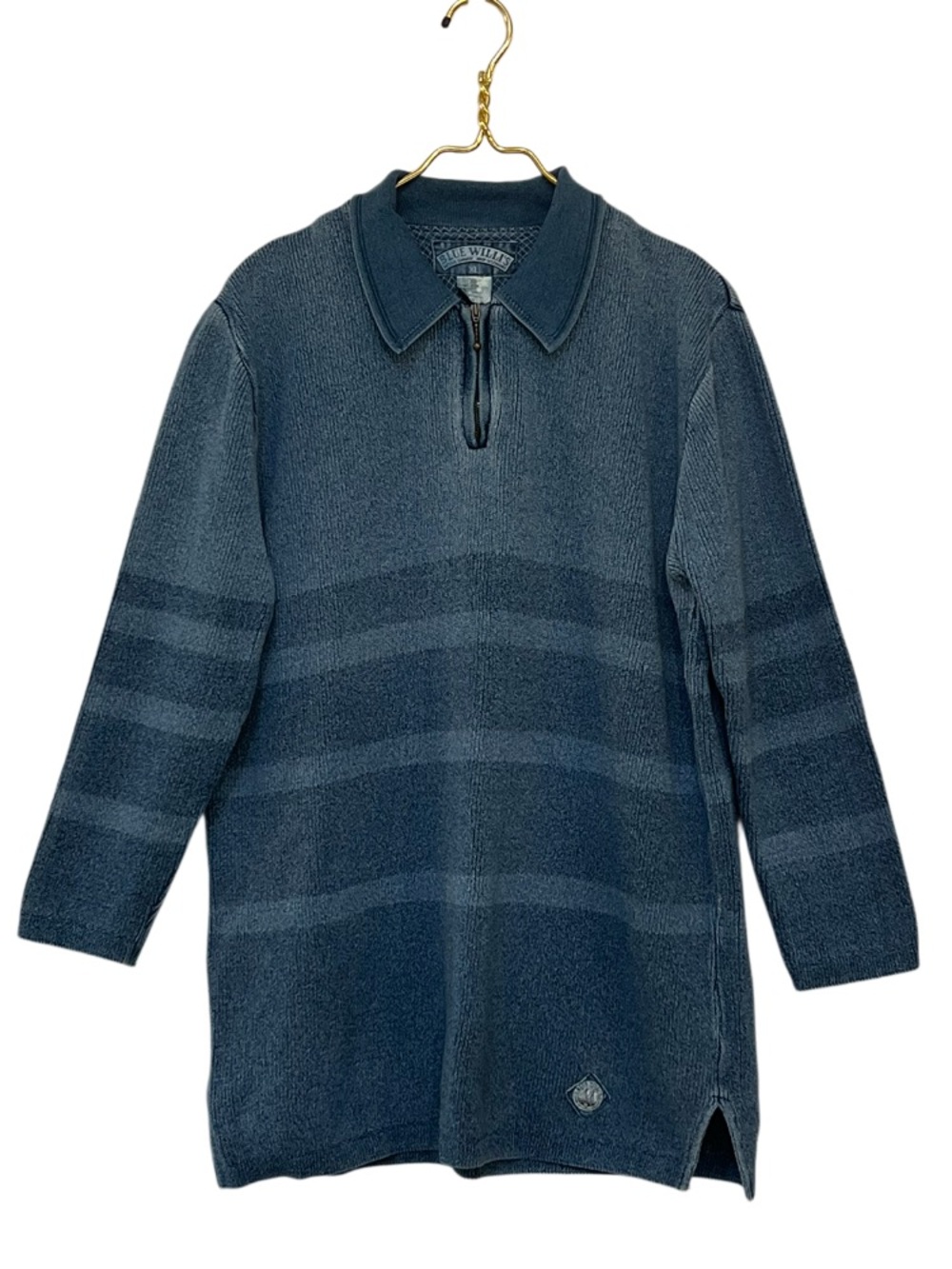 Blue Willi’s Vintage 90s Indigo Cotton Collared Zip Neck Sweater Men’s XL
